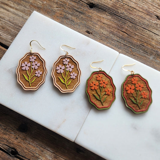 Wood Spring Daisey Earrings