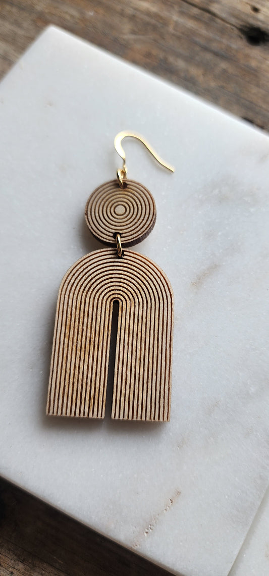 Lightweight ,Arch Line Wood Earrings