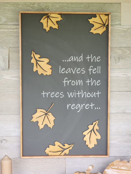 Falling Leaves Wooden Sign