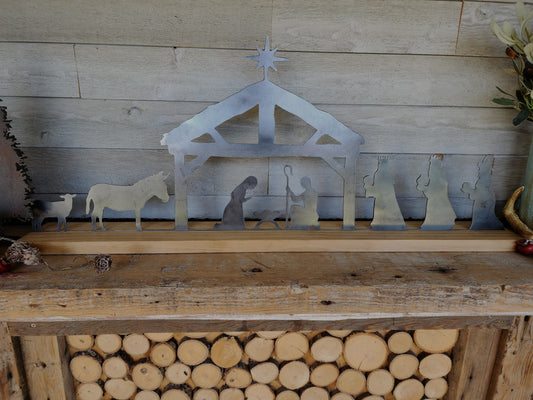 Metal and Wood Nativity Scene