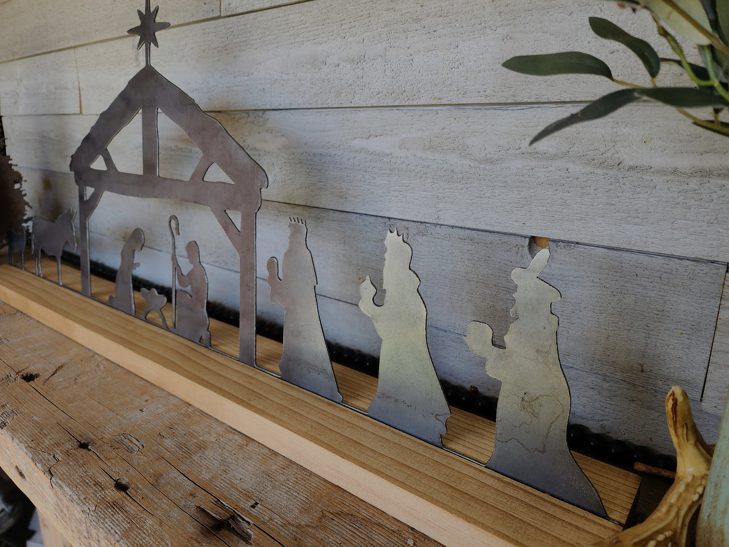 Metal and Wood Nativity Scene