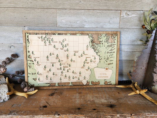 Iowa State Park Travel Map, IA State Park Tracker Map, Travel Tracker