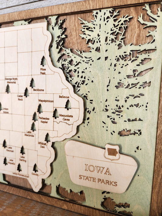 Iowa State Park Travel Map, IA State Park Tracker Map, Travel Tracker