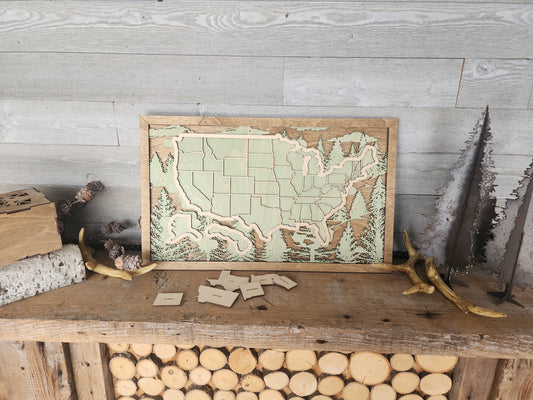 Travel Map, Family Travel Map, Travel Tracker, U.S. Travel Map, United States, U.S. Map, Puzzle, U.S. Map Puzzle, Travel Gift