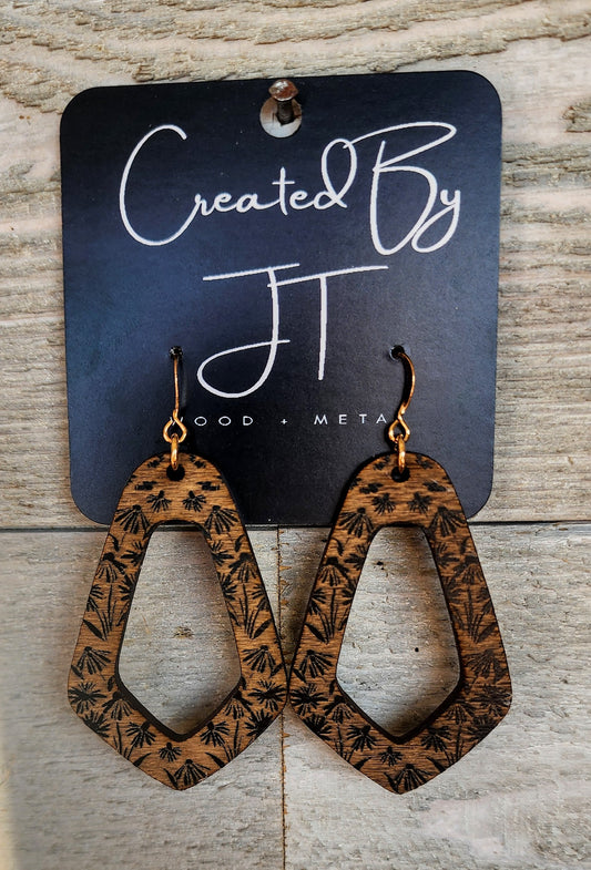 Black Daisy Wood Dangle Earrings