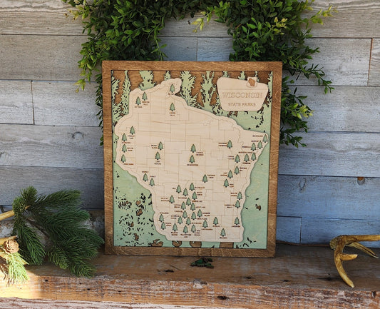 Wisconsin State Park Travel Map, WI State Park Tracker Map, Travel Tracker