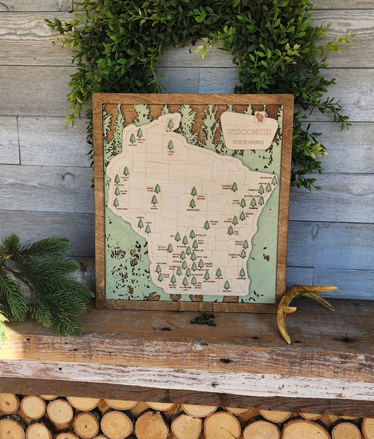 Wisconsin State Park Travel Map, WI State Park Tracker Map, Travel Tracker