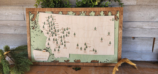 Montana State Park Travel Map, MT State Park Tracker Map, Travel Tracker