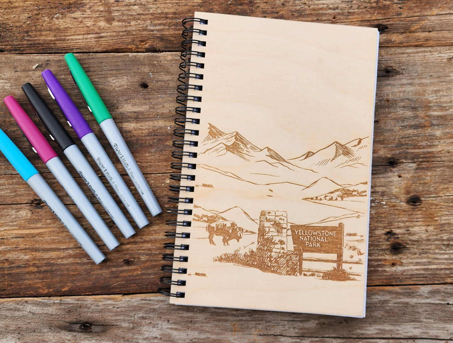 Yellowstone Park, Travel Journal, Camping Journal, Mother's Day, Women's Gift Notebook, Sketchbook, Spiral Bound, Blank Pages, Dot Grid