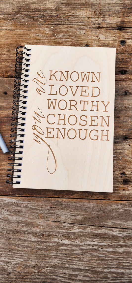 Prayer Journal, Custom Wood Journal, Teen Journal, You Are Worthy, Christian Women's/teen Journal, Dot Grid Journal, Spiral Journal