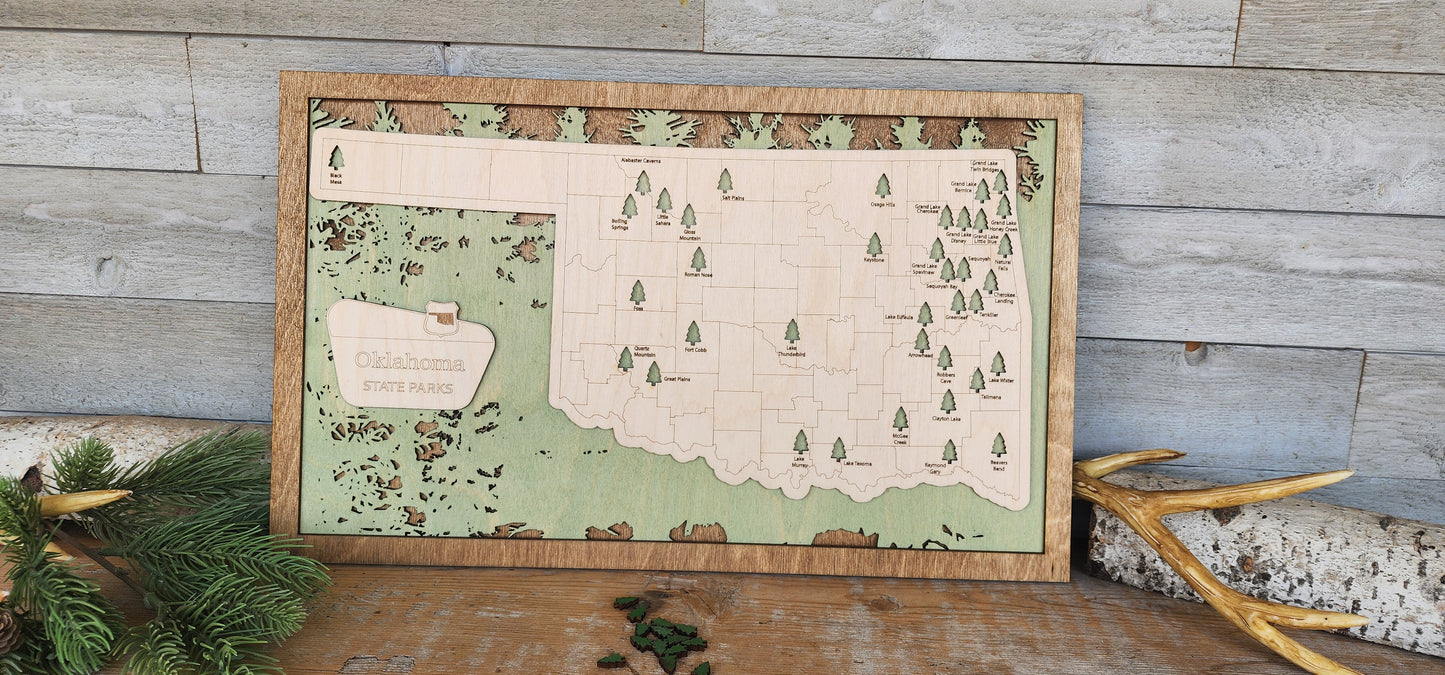 Oklahoma State Park Travel Map, OK State Park Tracker Map, Travel Tracker, Family Car Game, Park Ranger Gift
