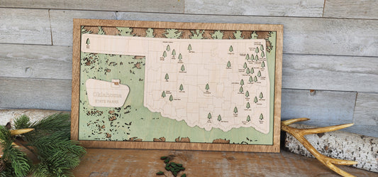Oklahoma State Park Travel Map, OK State Park Tracker Map, Travel Tracker, Family Car Game, Park Ranger Gift