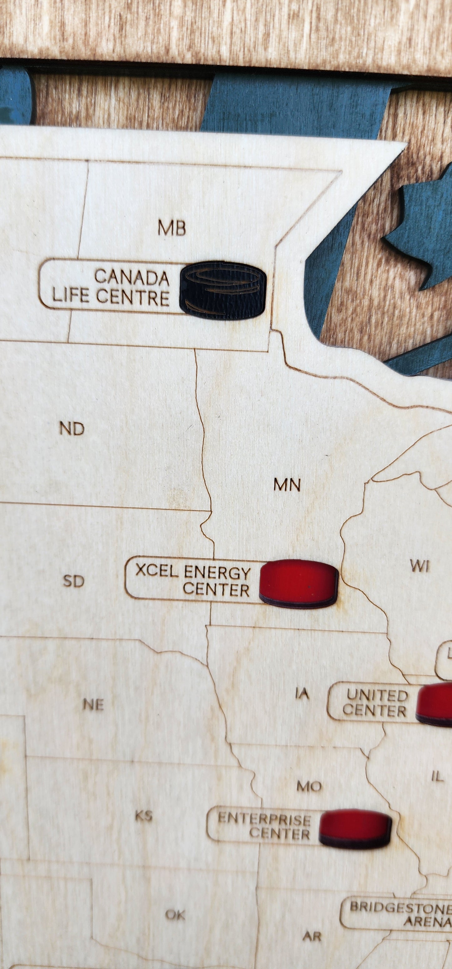 Hockey map, ice hockey arena map, hockey travel map, hockey stadium tracker, hockey arena tracker, gift for hockey lover, gift for men