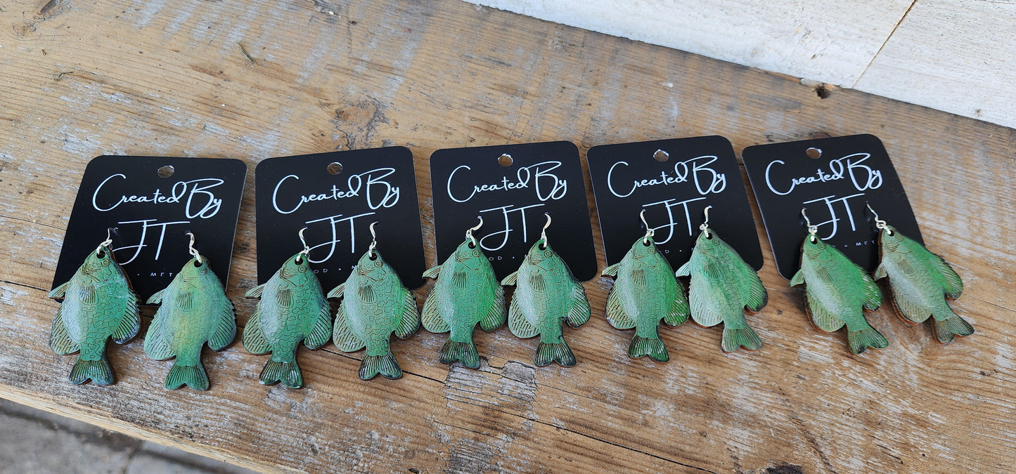 Wood Crappie Fish Earring
