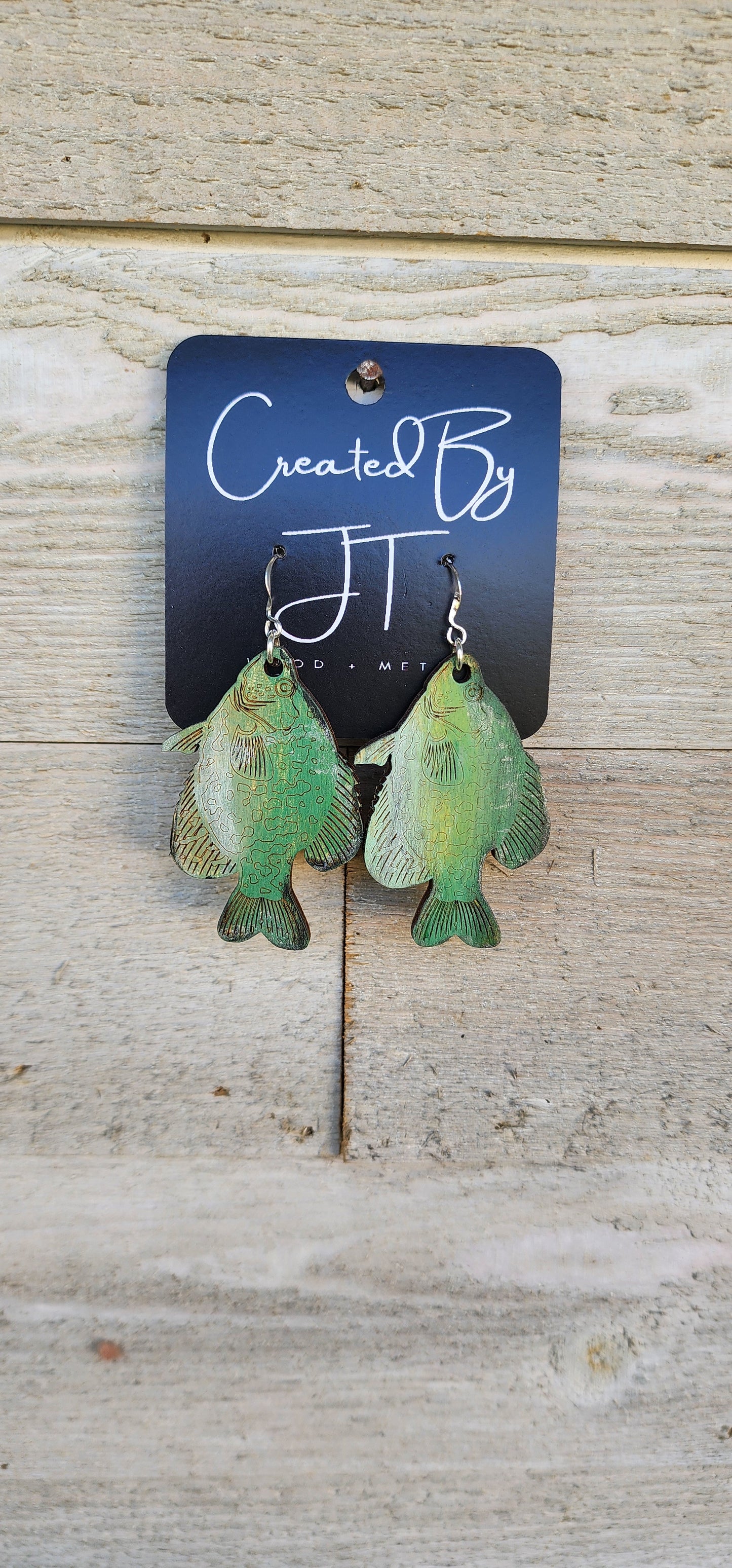 Wood Crappie Fish Earring