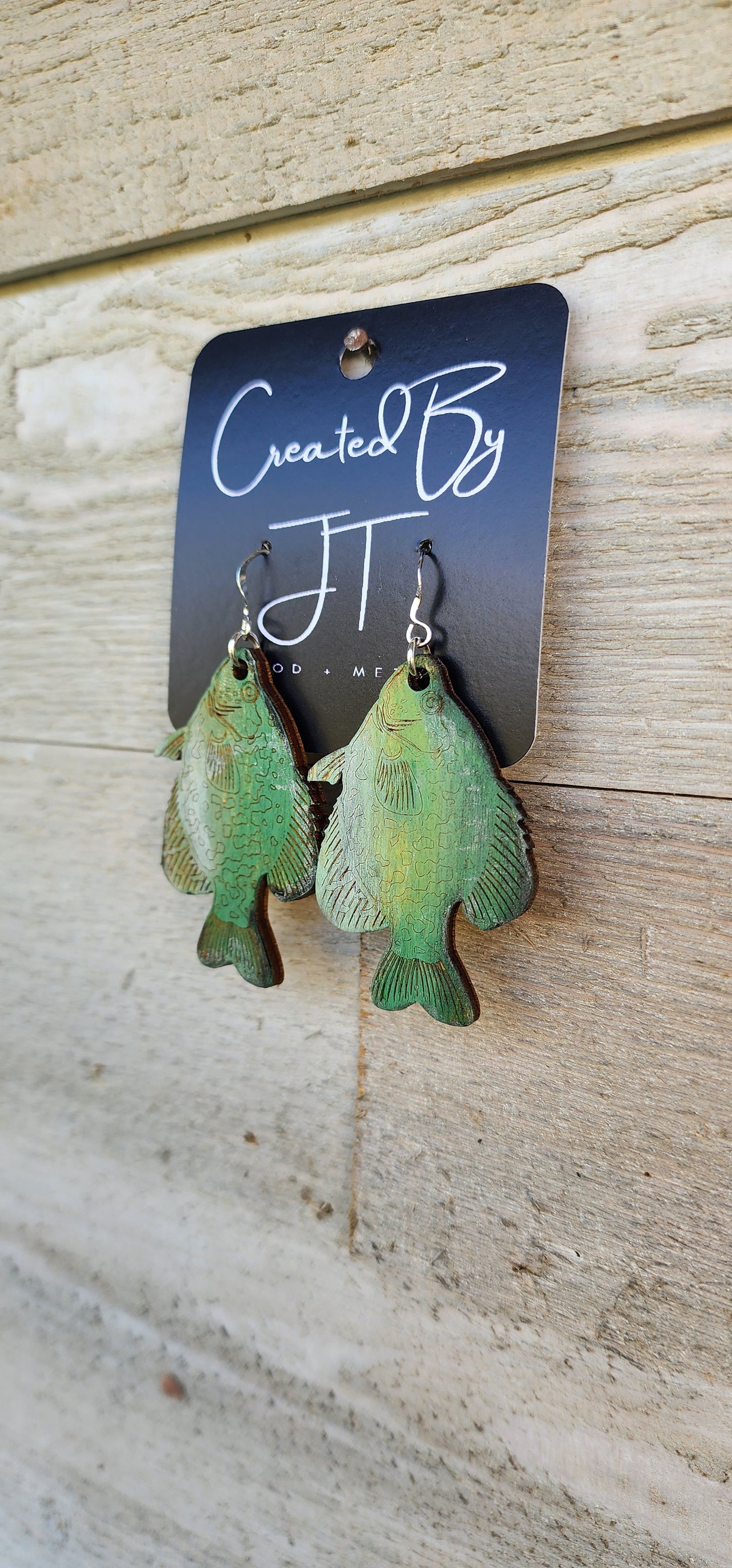 Wood Crappie Fish Earring