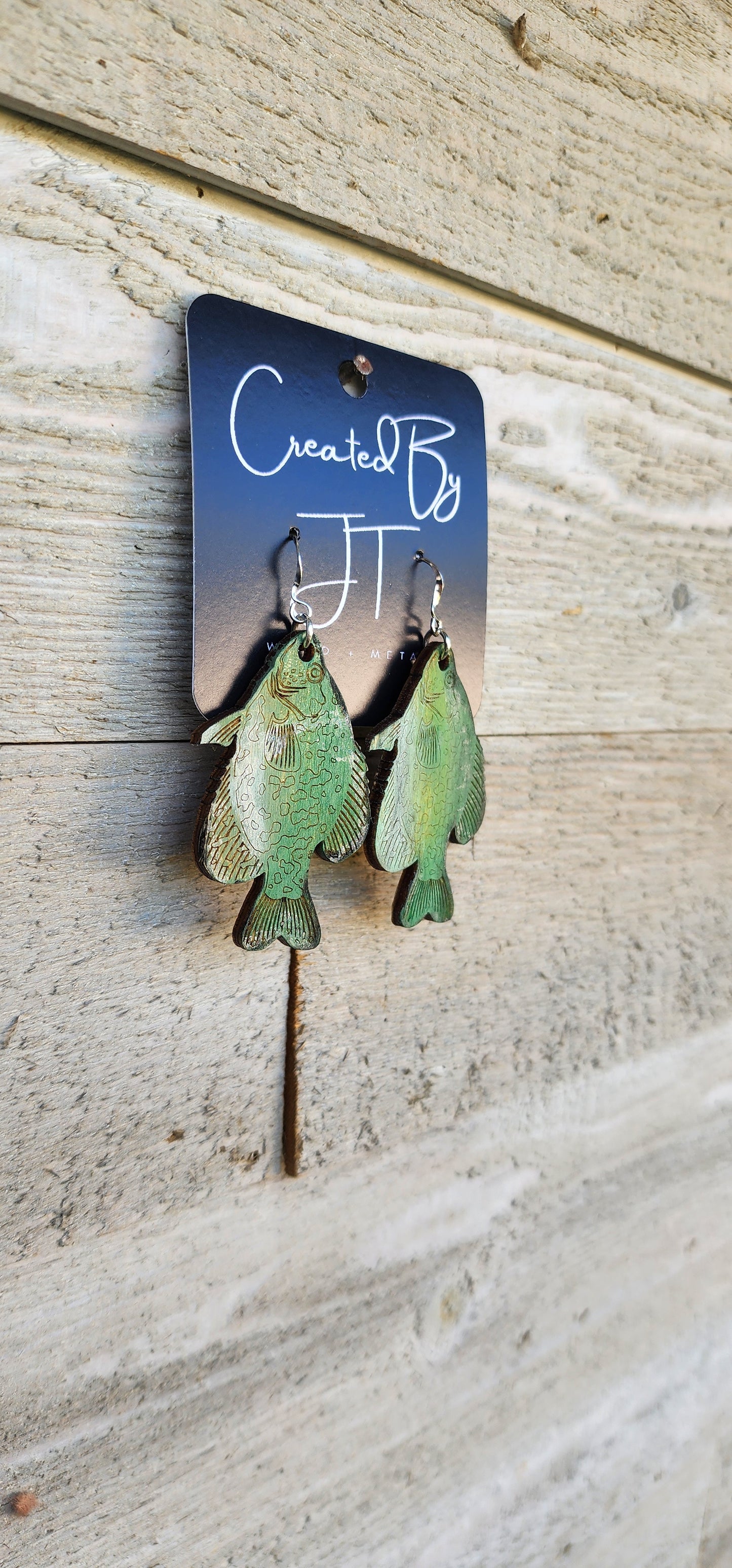 Wood Crappie Fish Earring