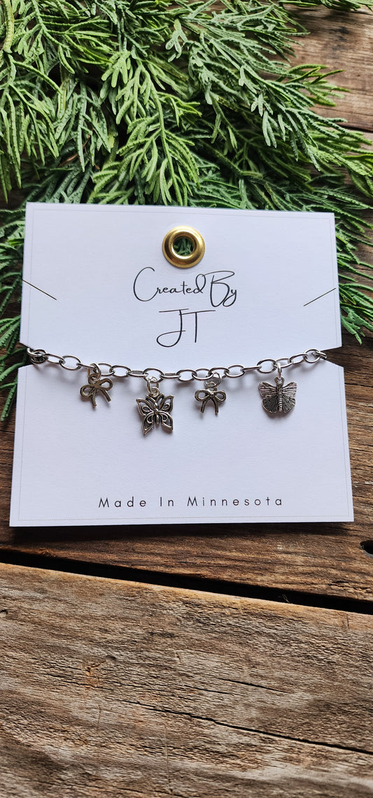 Adjustable Silver Butterfly Charm Bracelet
