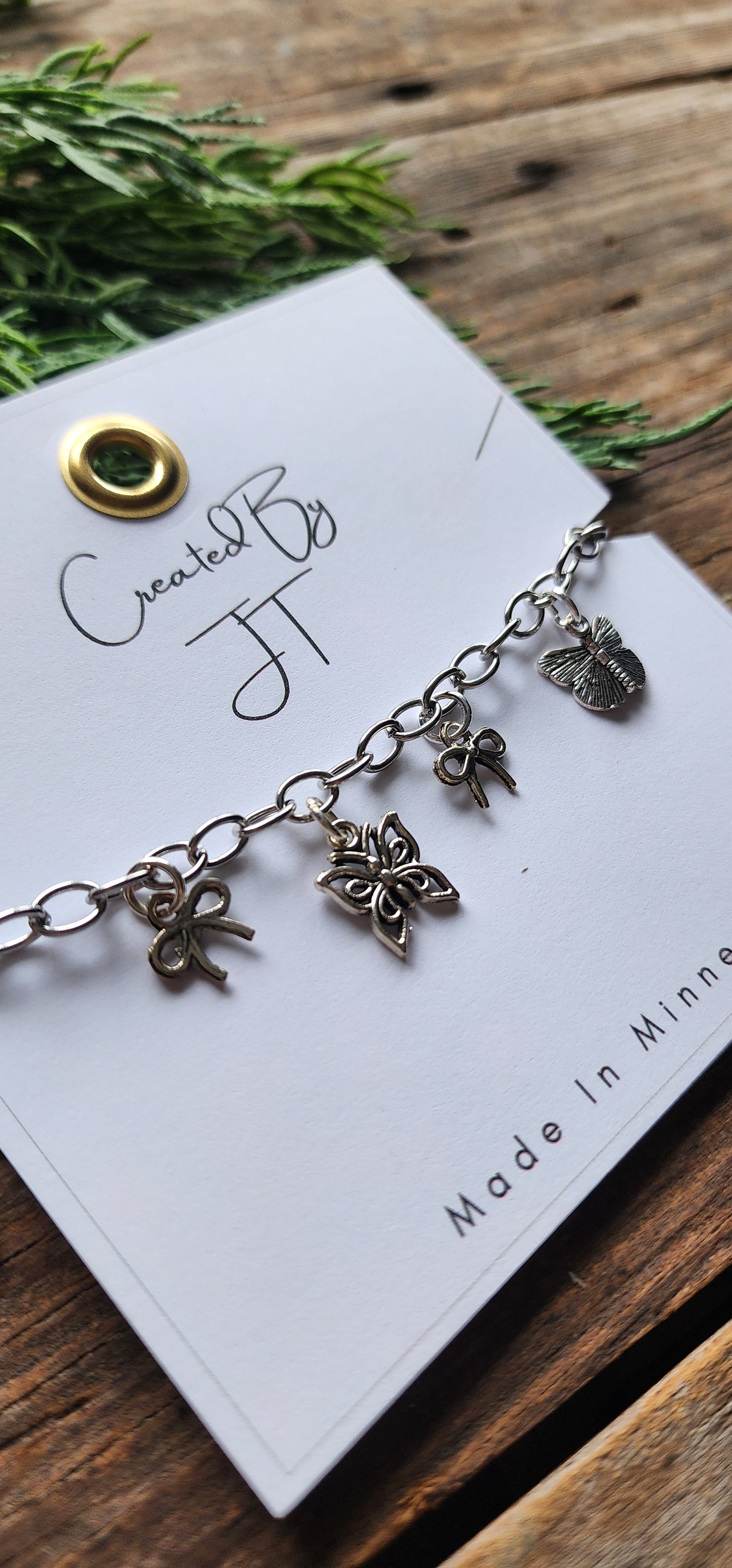 Adjustable Silver Butterfly Charm Bracelet