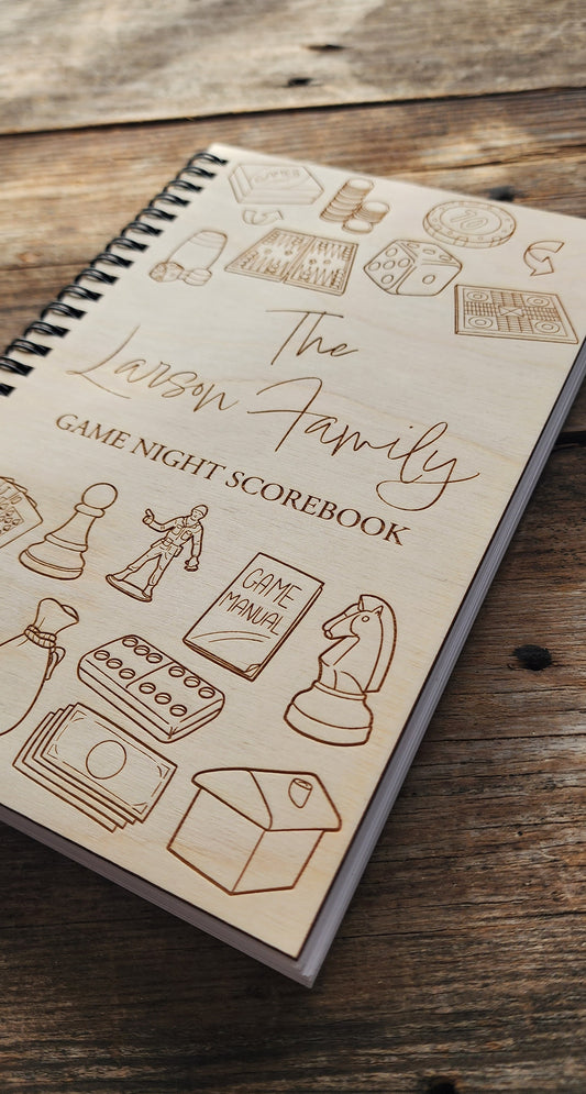 Game night Score Keeper, Travel Notebook, Personalized Notebook, Sketchbook, Spiral Bound, Blank Pages, Dot Grid