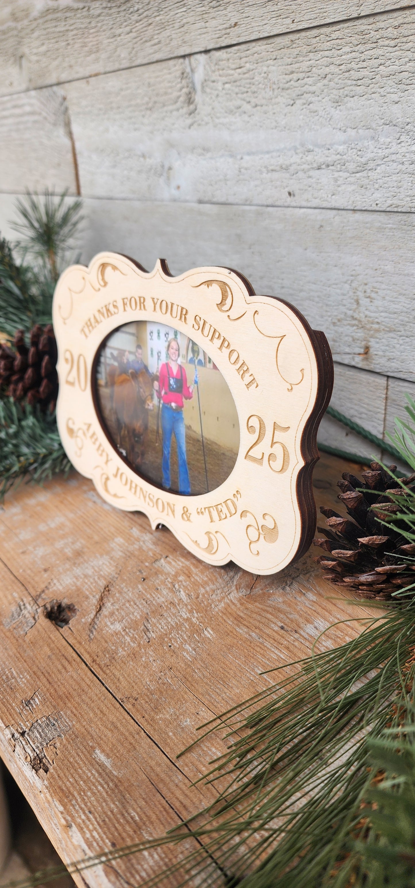 Custom 4-H Award, Show Stock Buyer Thank You, Personalized Wood Belt Buckle Award Frame