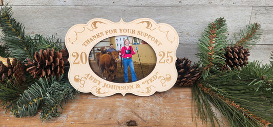 Custom 4-H Award, Show Stock Buyer Thank You, Personalized Wood Belt Buckle Award Frame