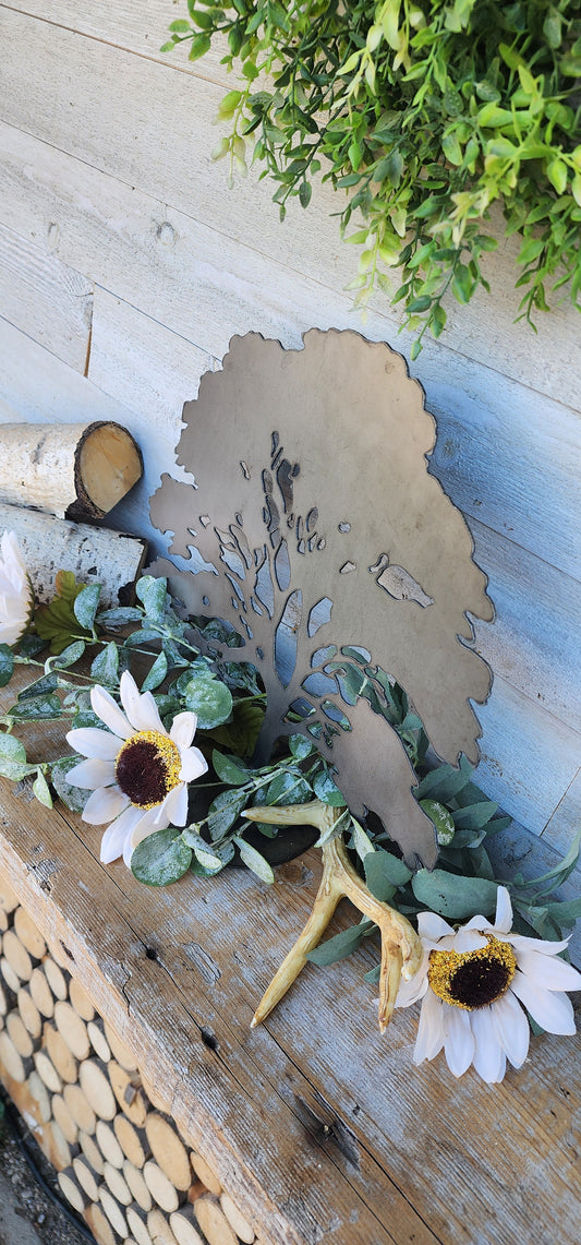 Metal Oak Trees, Farmhouse Metal Decor, Rustic Metal Tree, Fall Home Decor