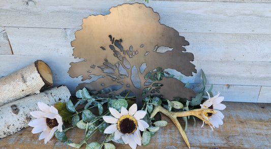 Metal Oak Trees, Farmhouse Metal Decor, Rustic Metal Tree, Fall Home Decor