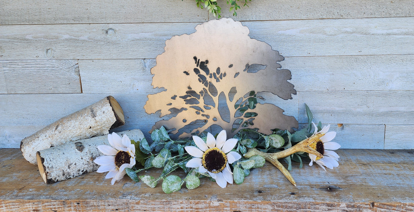 Metal Oak Trees, Farmhouse Metal Decor, Rustic Metal Tree, Fall Home Decor