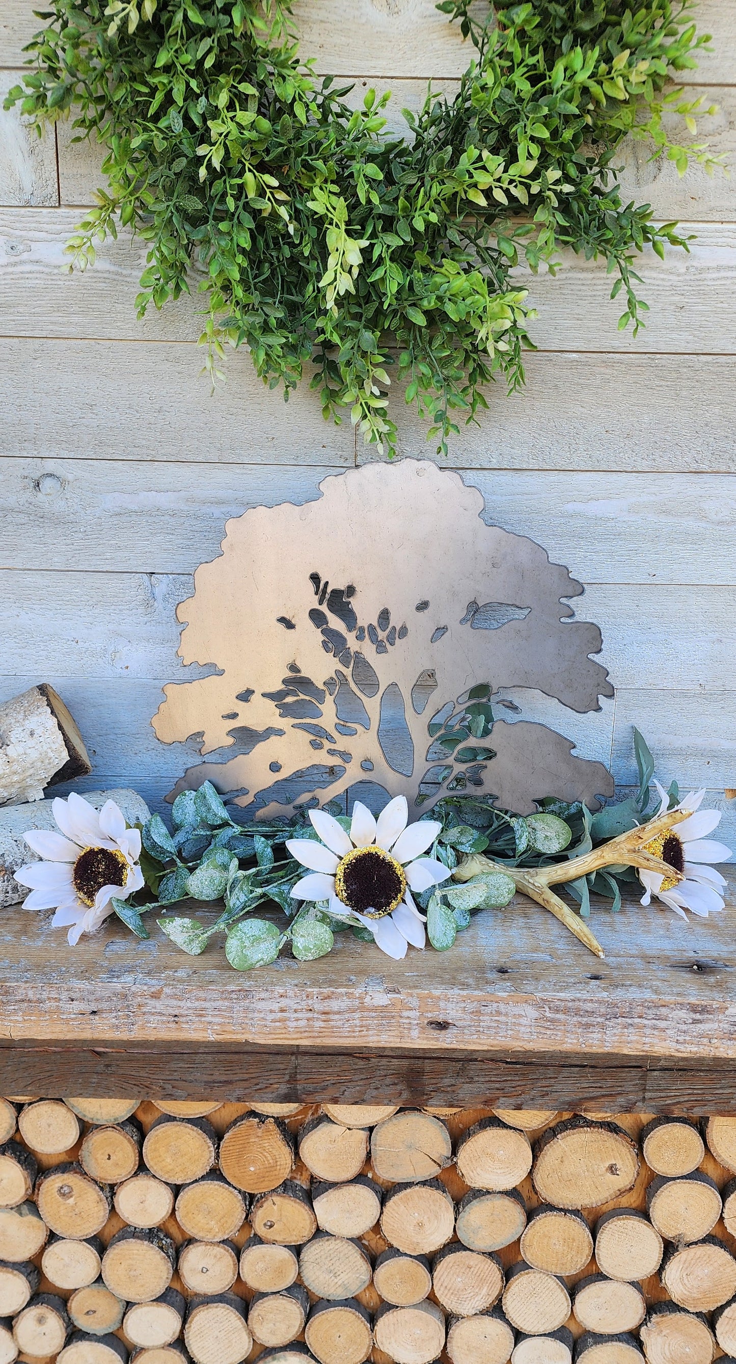 Metal Oak Trees, Farmhouse Metal Decor, Rustic Metal Tree, Fall Home Decor