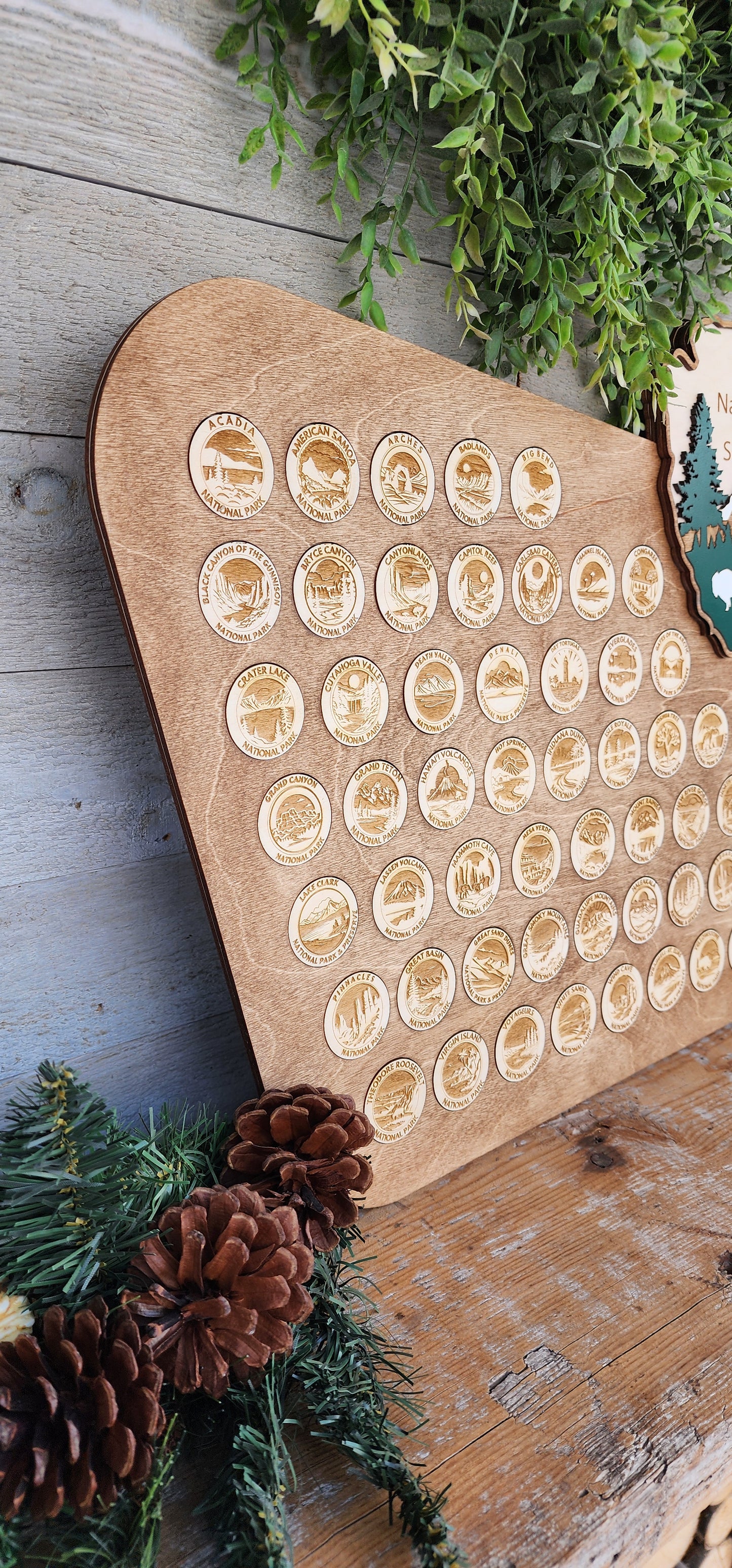 National Park Wooden Coin Tracker, National Parks Travel Tracker, National Parks Marker, US Travel Map, Travel Home Decor