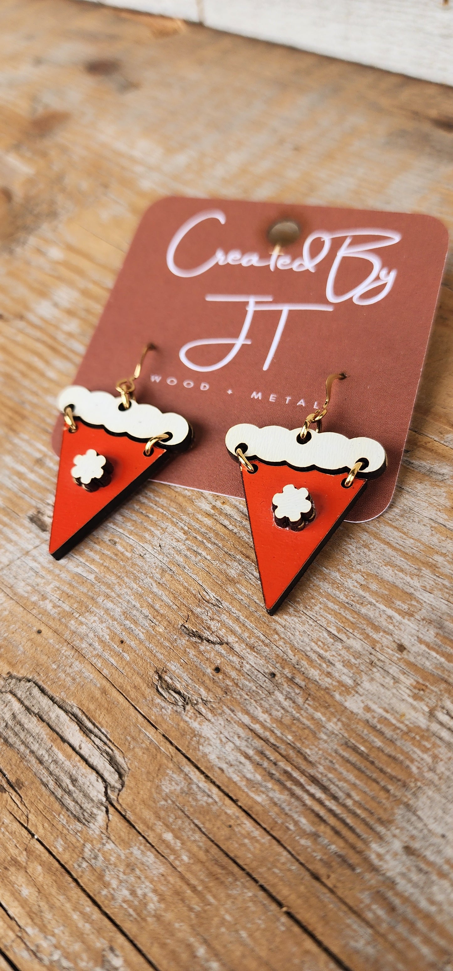 Pumpkin Pie Wood Earrings, Thanksgiving Earrings, Pie Earrings, Lightweight Earrings