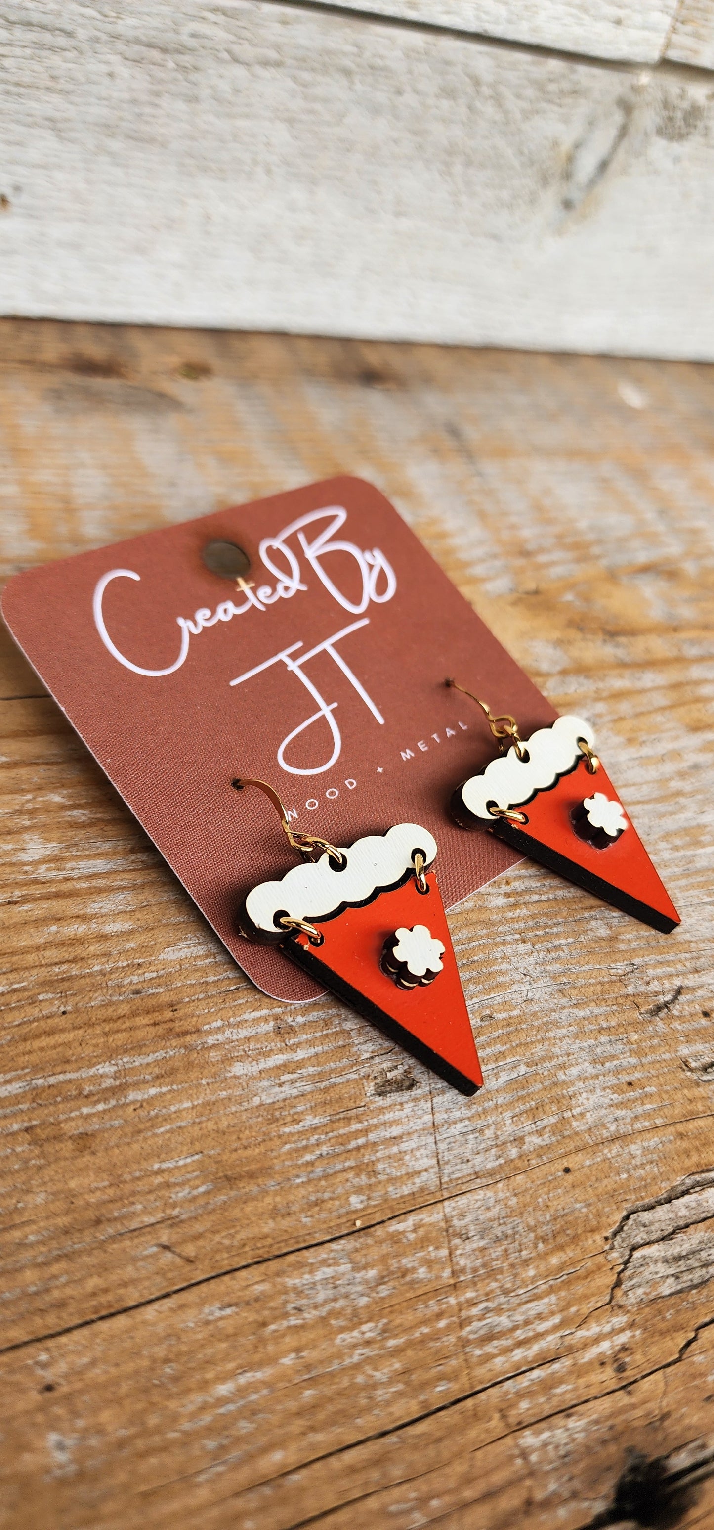 Pumpkin Pie Wood Earrings, Thanksgiving Earrings, Pie Earrings, Lightweight Earrings