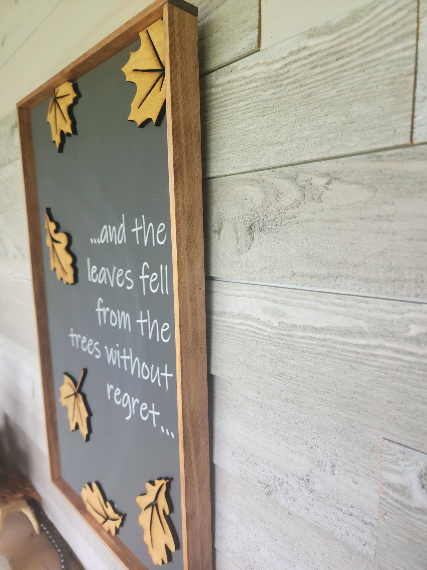Falling Leaves Wooden Sign
