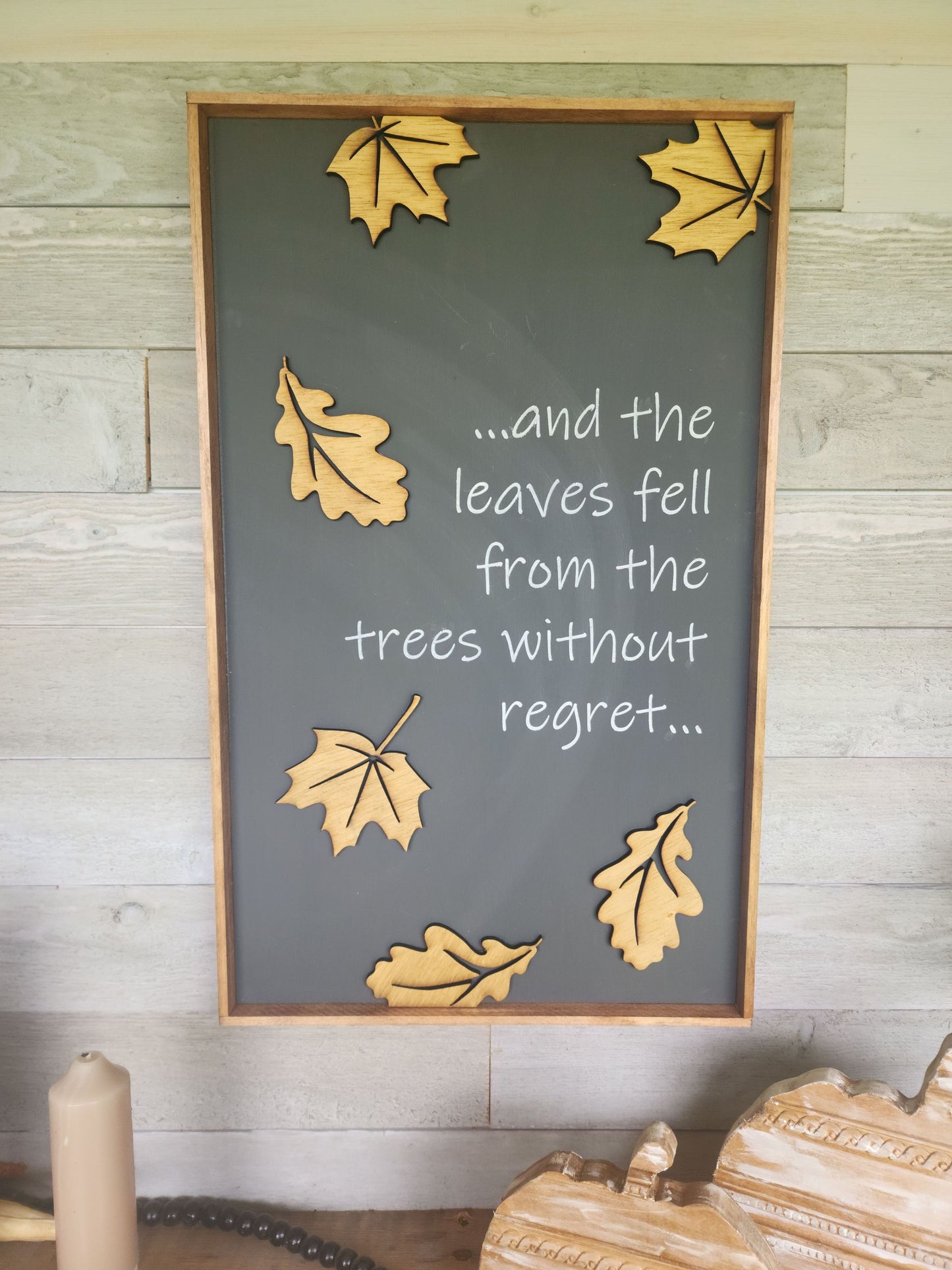 Falling Leaves Wooden Sign