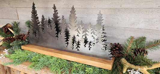 Two Layer Metal Pine Trees, Evergreen Metal Trees