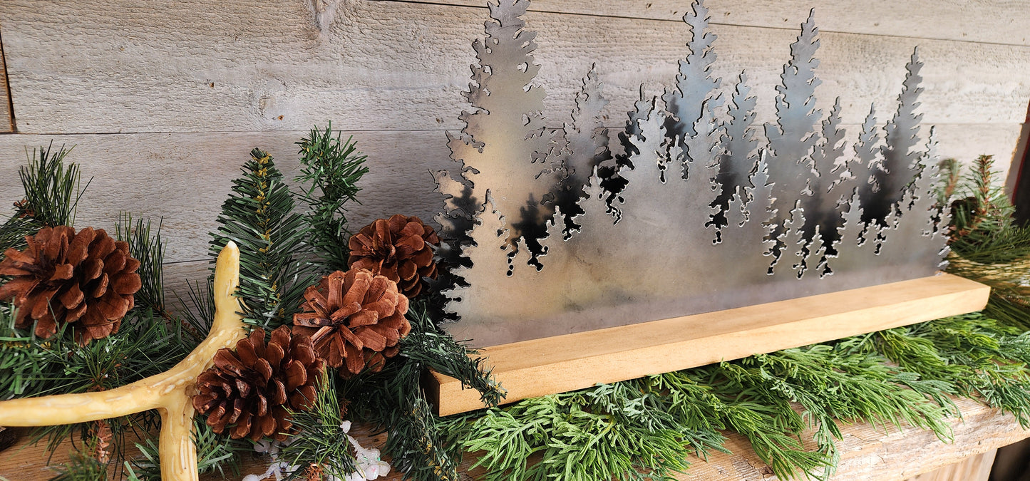 Two Layer Metal Pine Trees, Evergreen Metal Trees