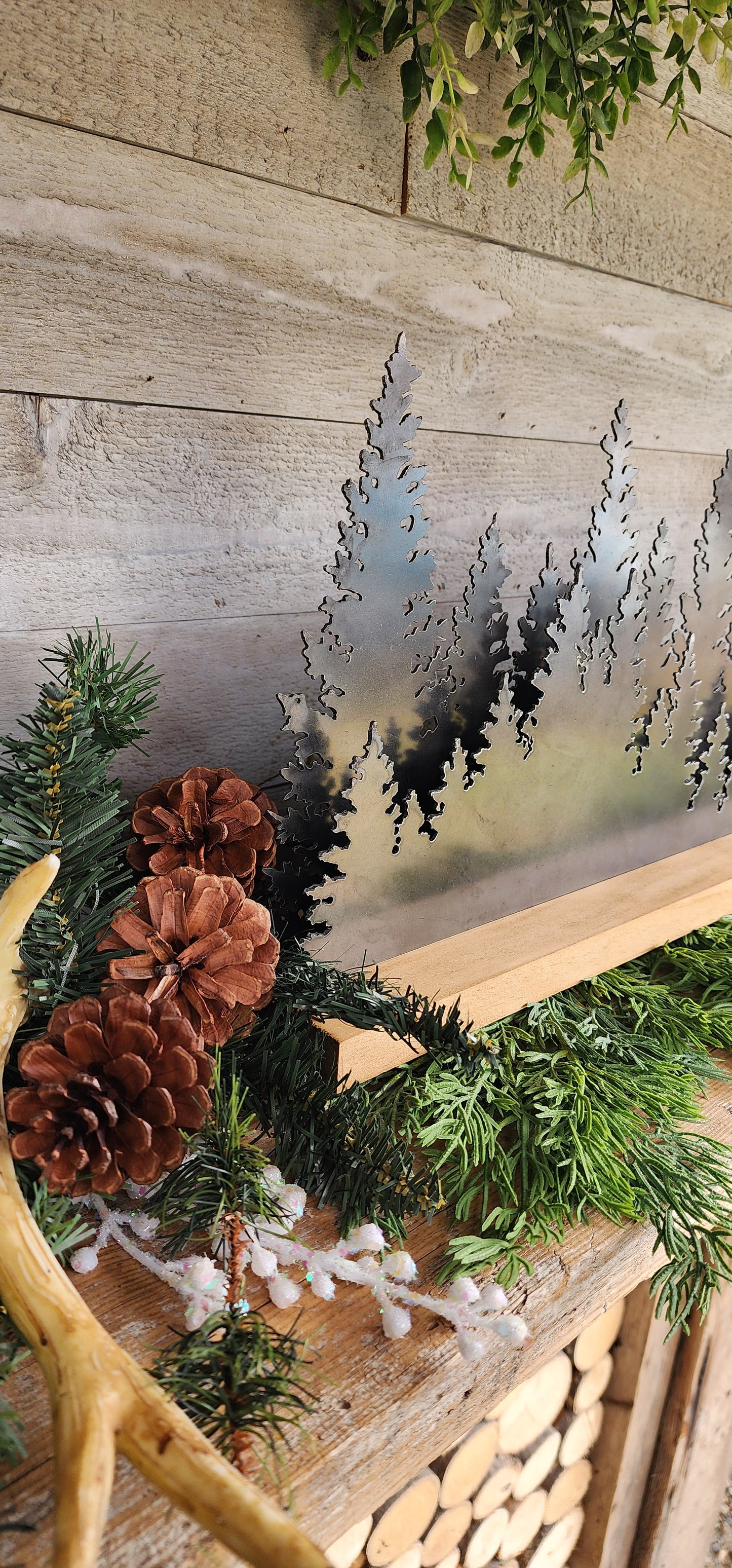 Two Layer Metal Pine Trees, Evergreen Metal Trees