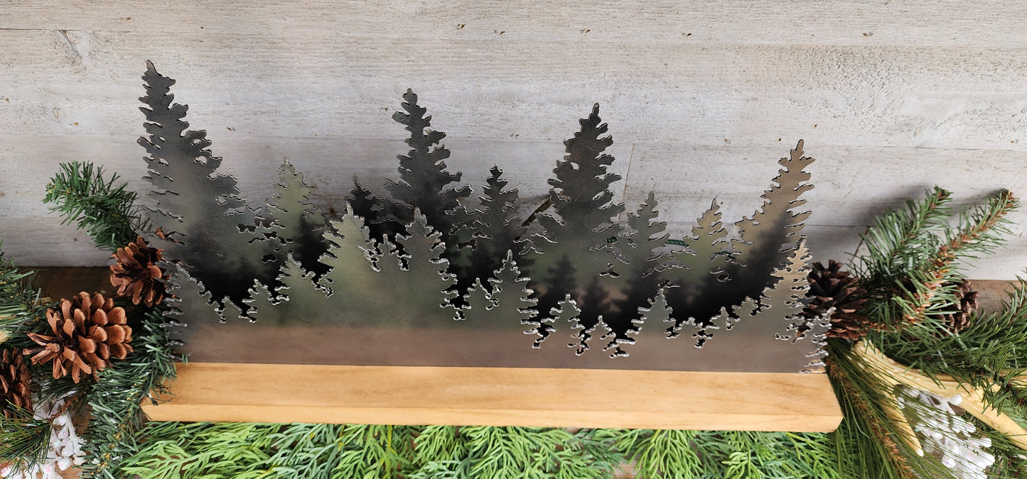 Two Layer Metal Pine Trees, Evergreen Metal Trees