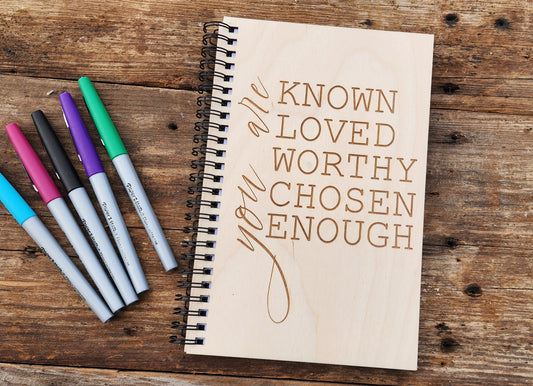 Prayer Journal, Custom Wood Journal, Teen Journal, You Are Worthy, Christian Women's/teen Journal, Dot Grid Journal, Spiral Journal