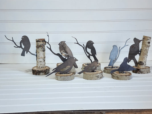 Bird on Branch, Metal Bird Decor, Cardinal, Woodpecker, Nuthatch Decorations