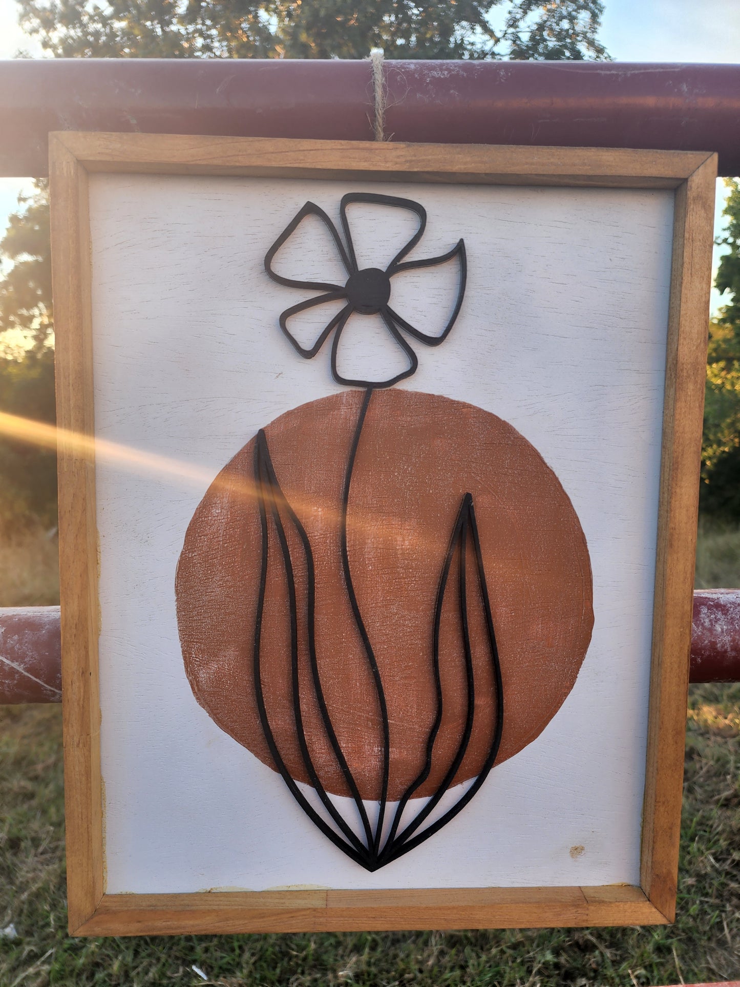 Wood Flower Wall Art, Boho Wall Decor, Leaf Wood Wall Art