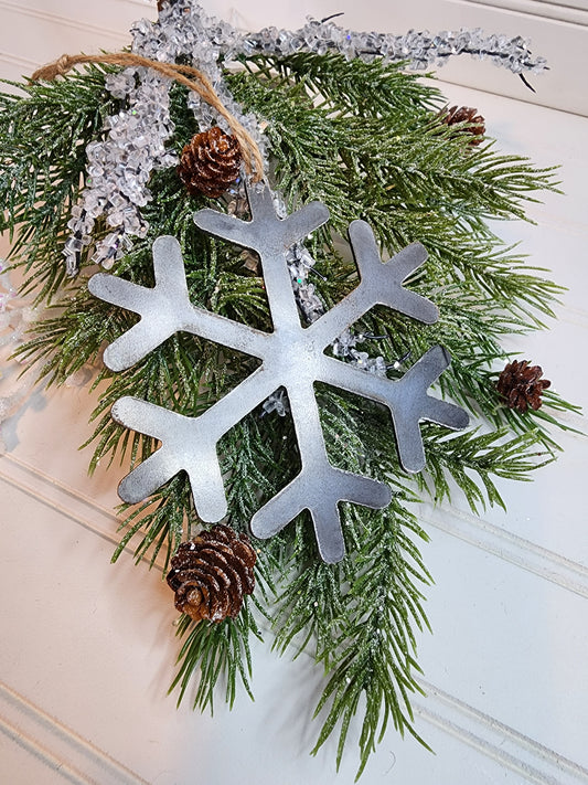 Metal Snowflake Ornament, Christmas Ornament, Unique Ornament, Boho Ornament