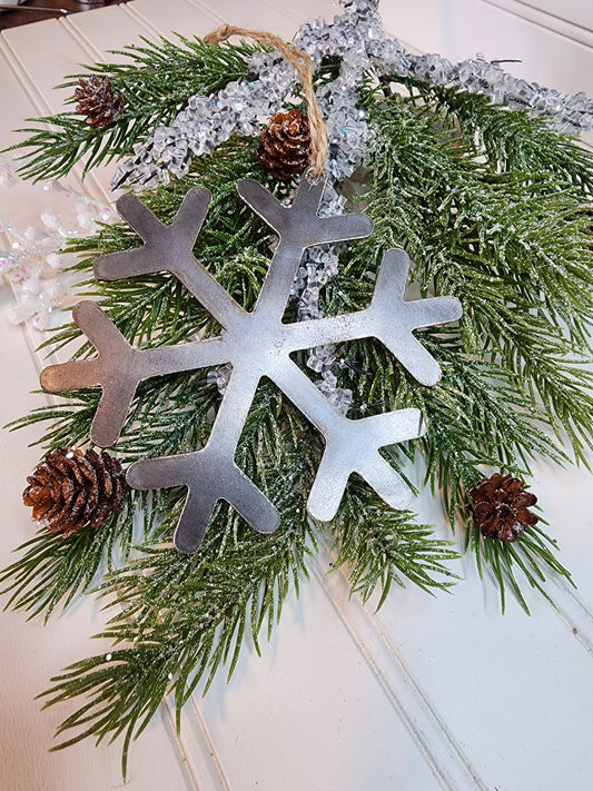 Metal Snowflake Ornament, Christmas Ornament, Unique Ornament, Boho Ornament