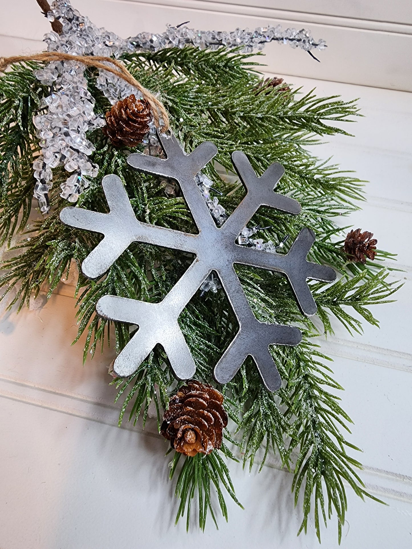 Metal Snowflake Ornament, Christmas Ornament, Unique Ornament, Boho Ornament