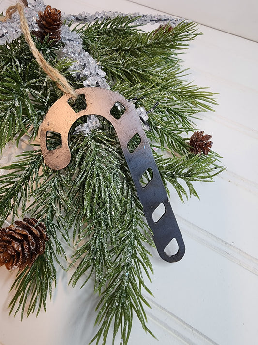 Metal Candy cane Ornament, Metal Christmas Ornament, Boho Ornament