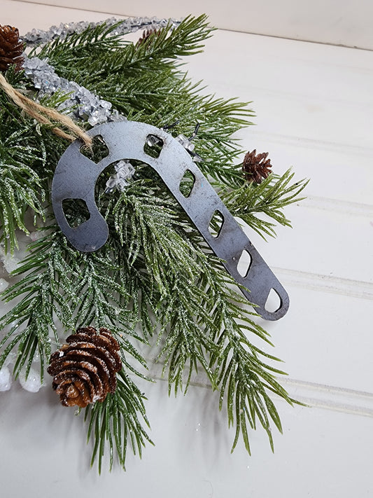 Metal Candy cane Ornament, Metal Christmas Ornament, Boho Ornament