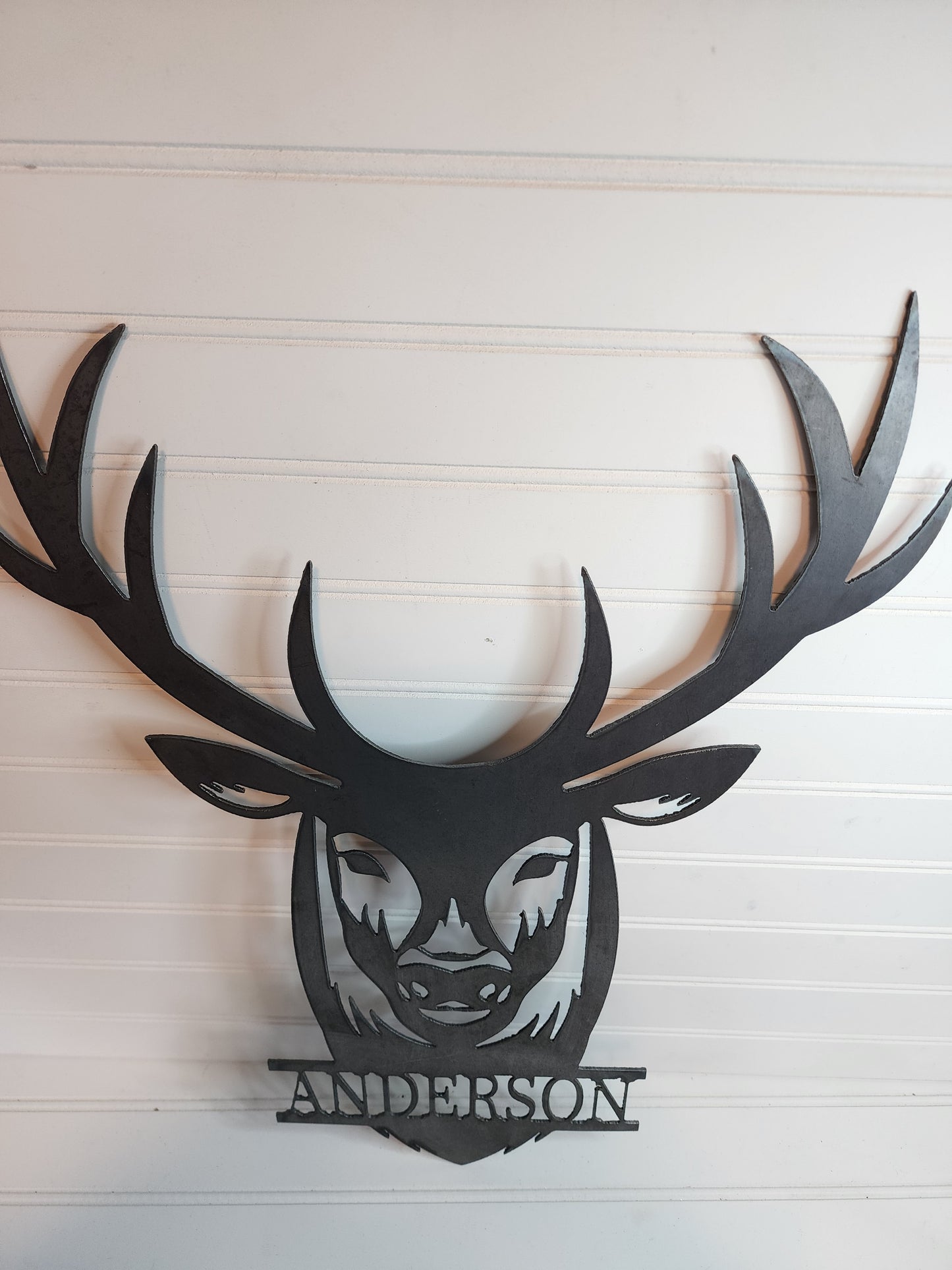 Personalized Deer Head, Last Name, Metal Deer Sign, Mens Gift