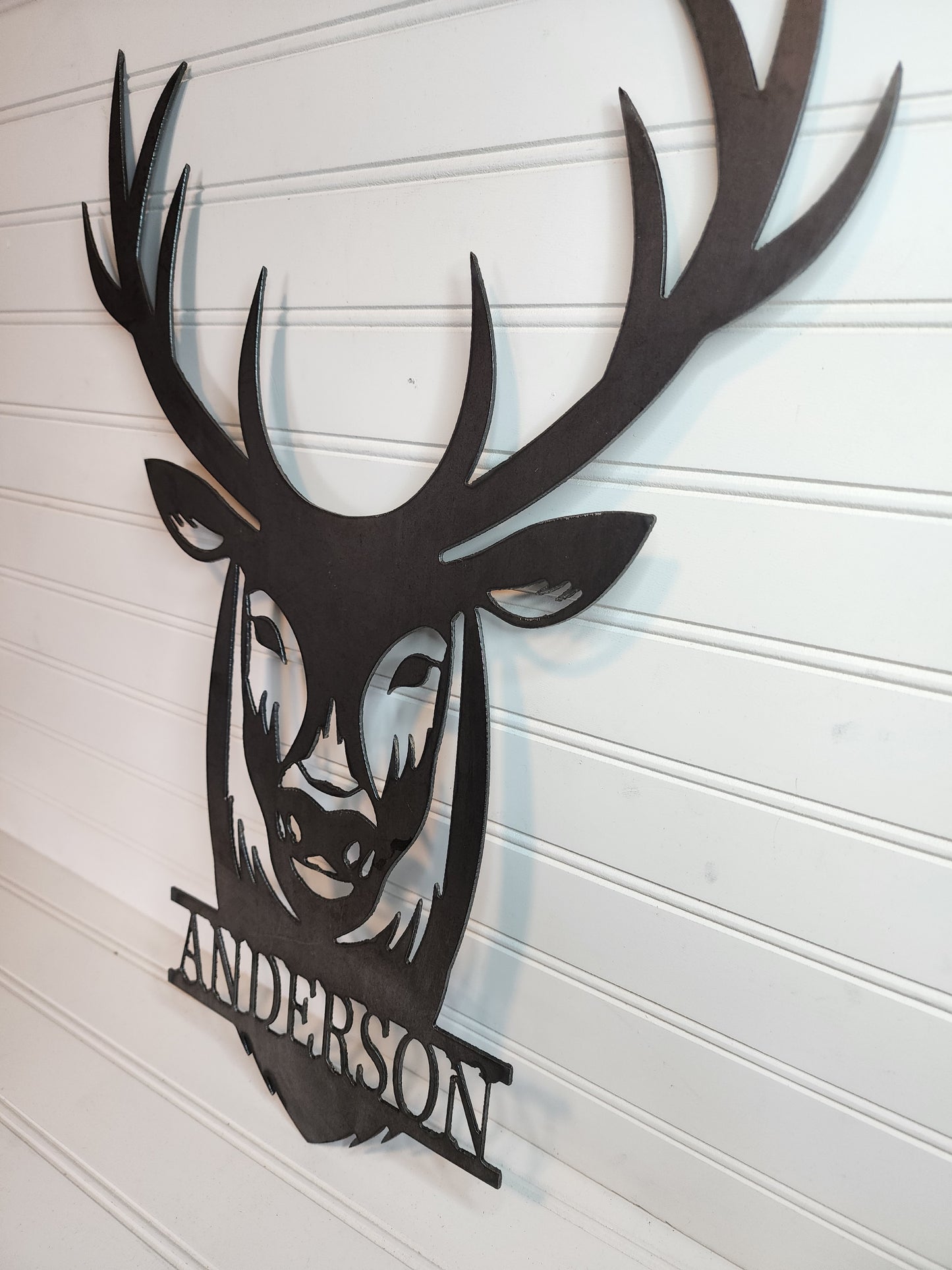 Personalized Deer Head, Last Name, Metal Deer Sign, Mens Gift