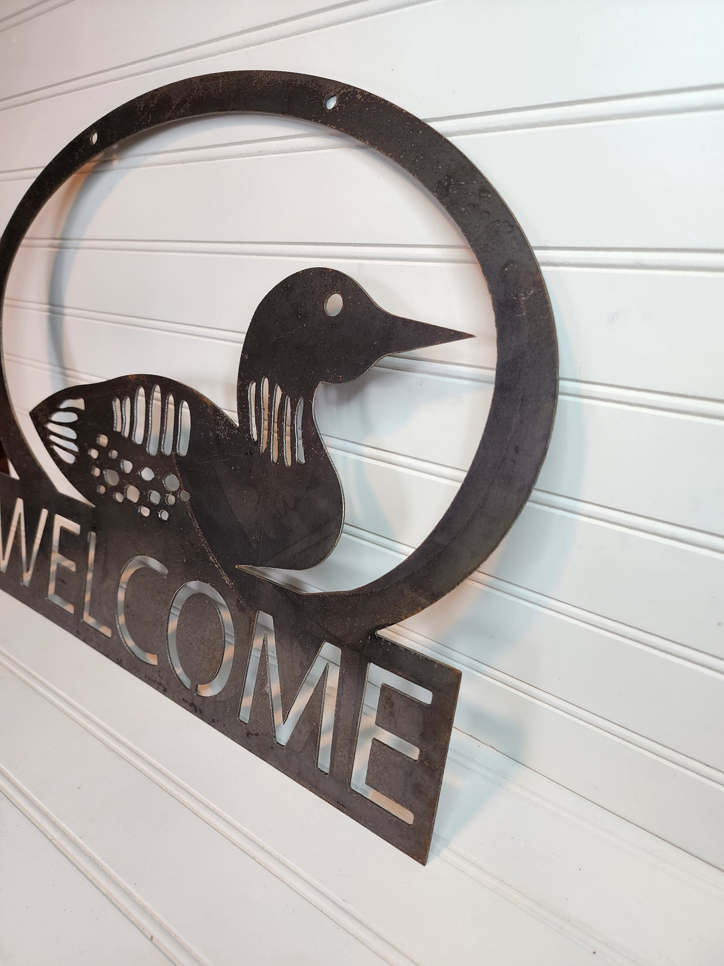 Metal Loon Welsome Sign, Lake Decor, Lake Life, Swimming Loon